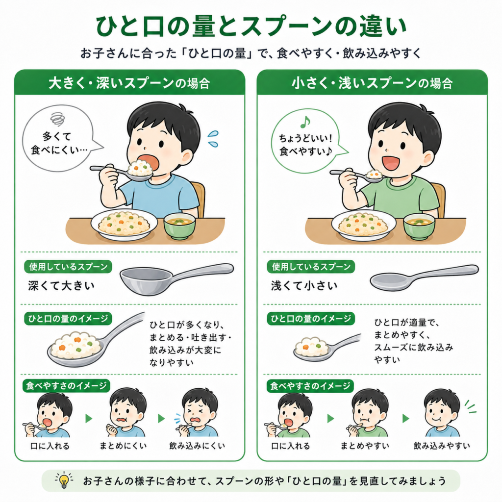 一口の量とスプーンの違い
