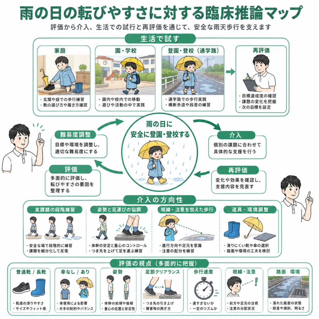 雨の日に転びやすさに対する臨床推論マップ