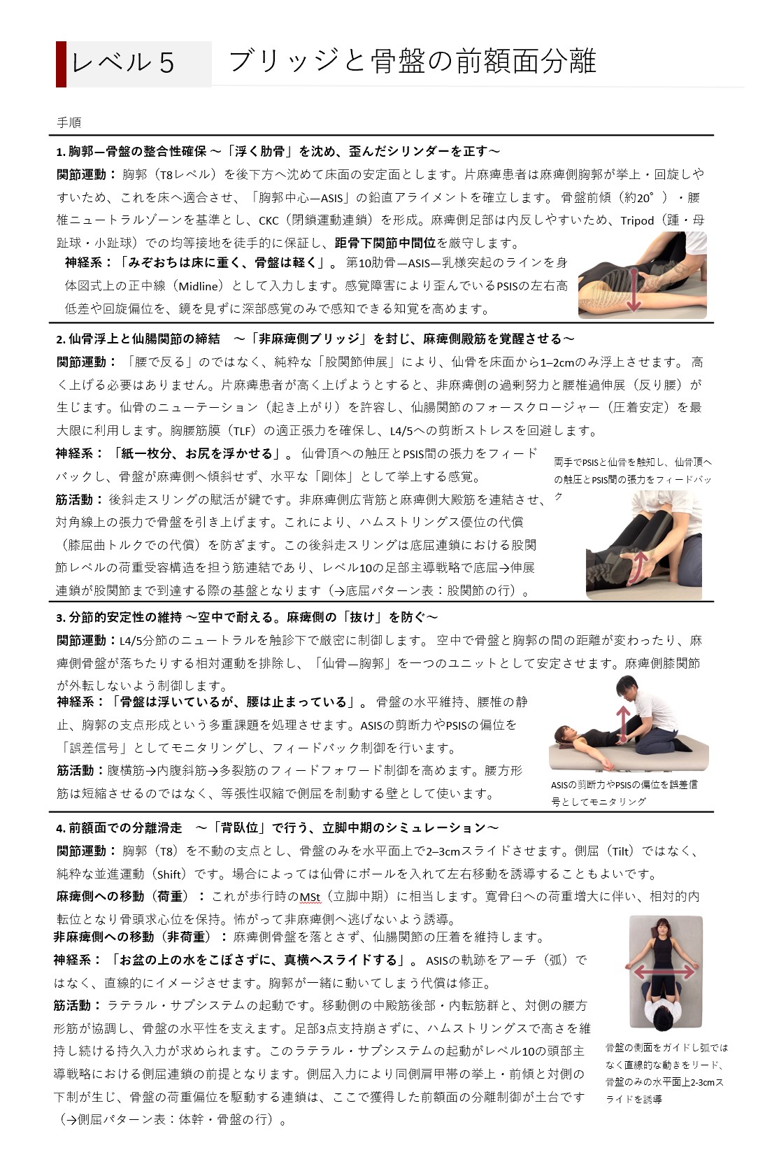 寝返り レベル5 ブリッジと骨盤の前額面分離