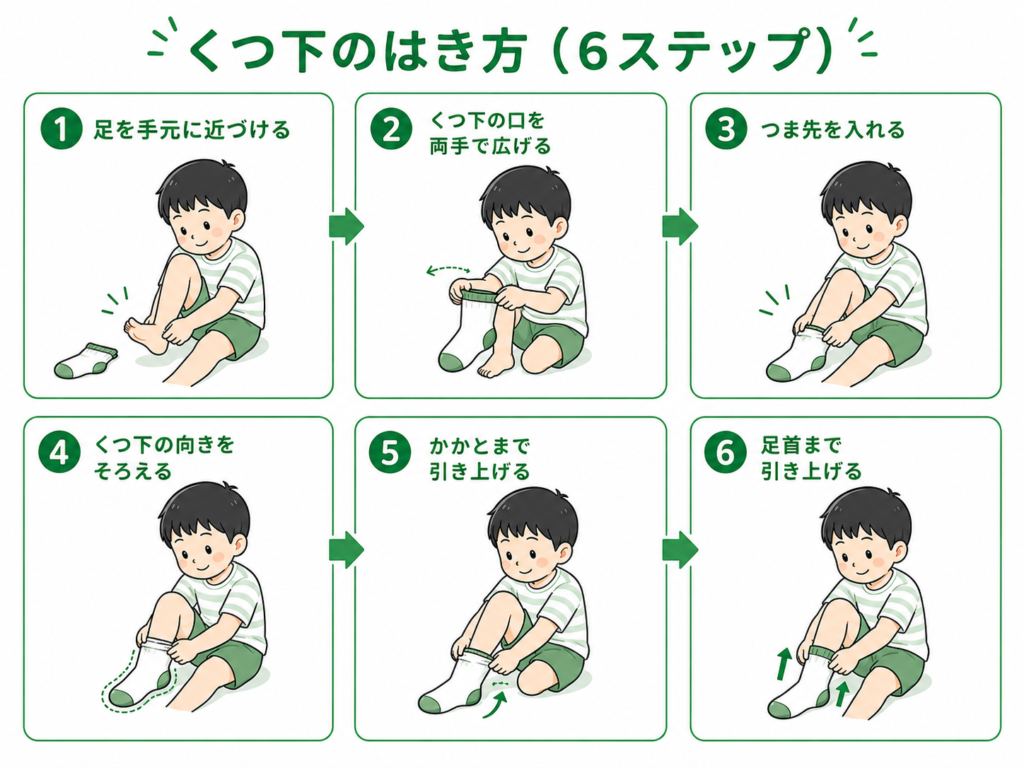 靴下の履き方6ステップ