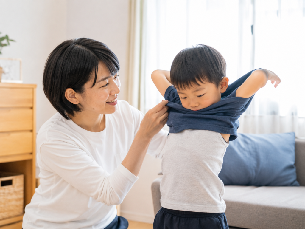 上着を着る