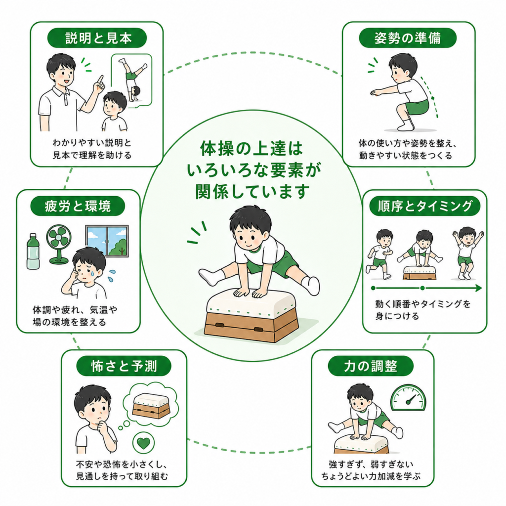 体操の上達はいろいろは要素は関係しています