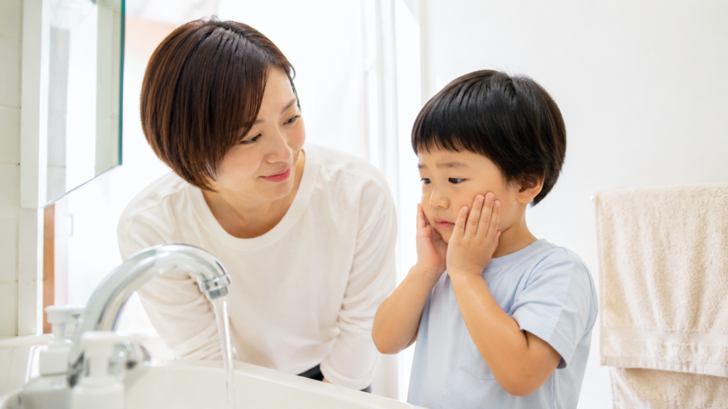 洗顔の様子