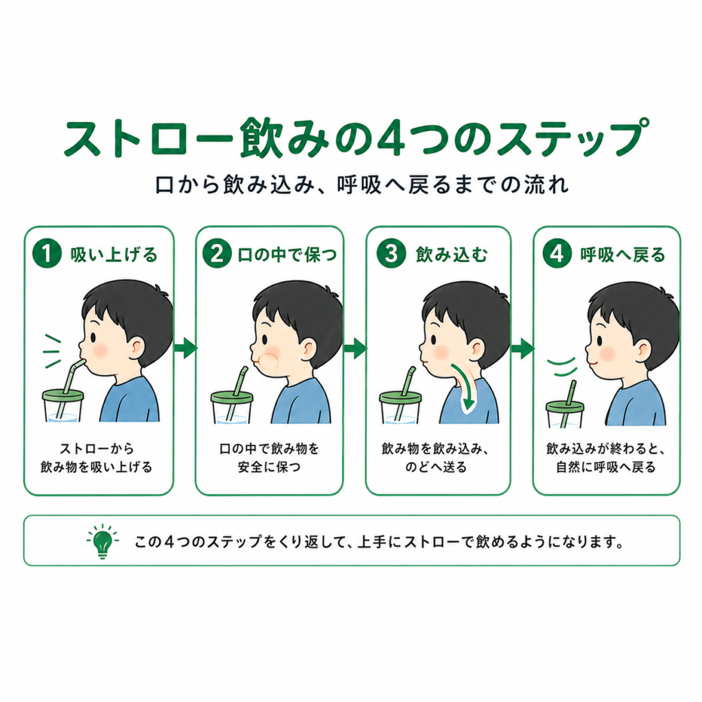 ストロー飲みの4つのステップ
