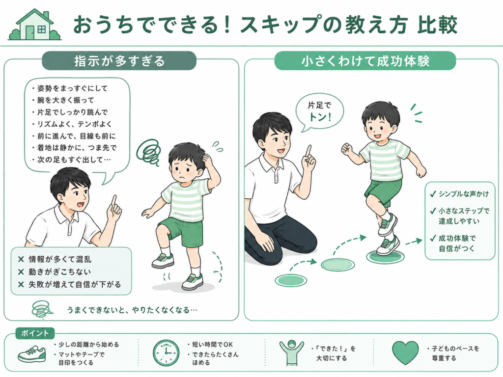 お家で出来るスキップの教え方