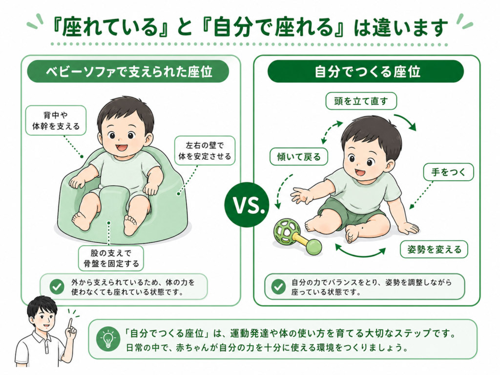 座れていると自分で座れるは違います