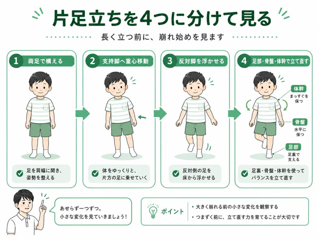 片足立ちを4つに分けてみる