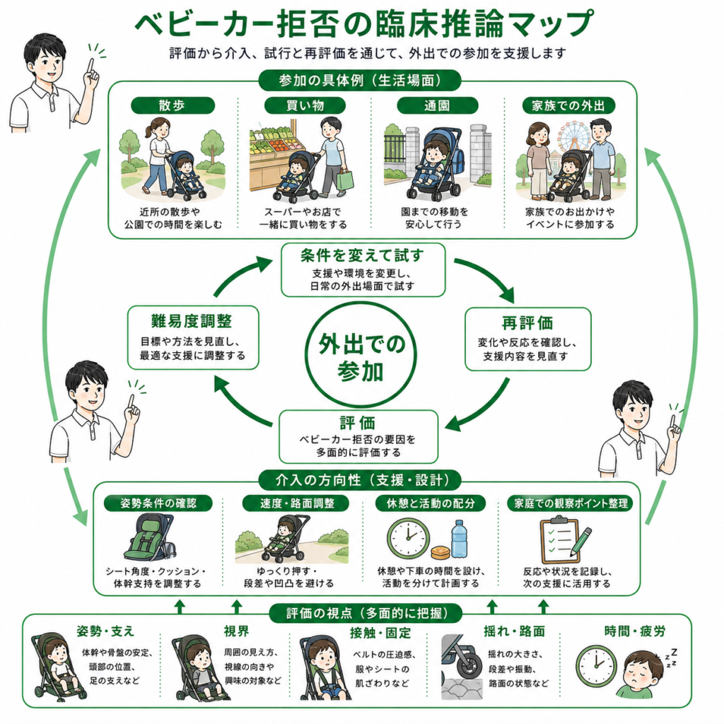 ベビーカー拒否の臨床推論マップ
