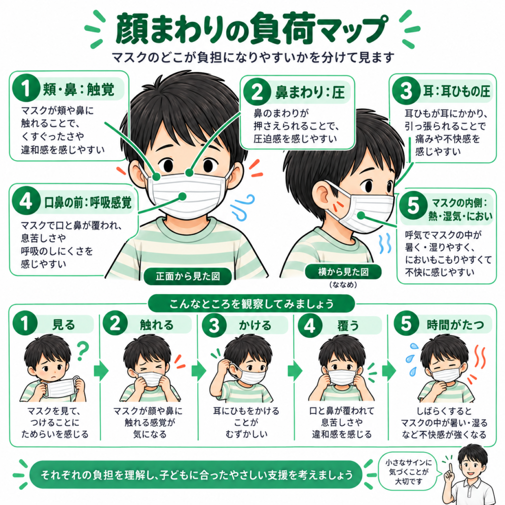 顔回りの負荷マップ