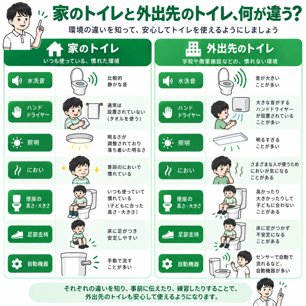 家のトイレと外出先のトイレの違い