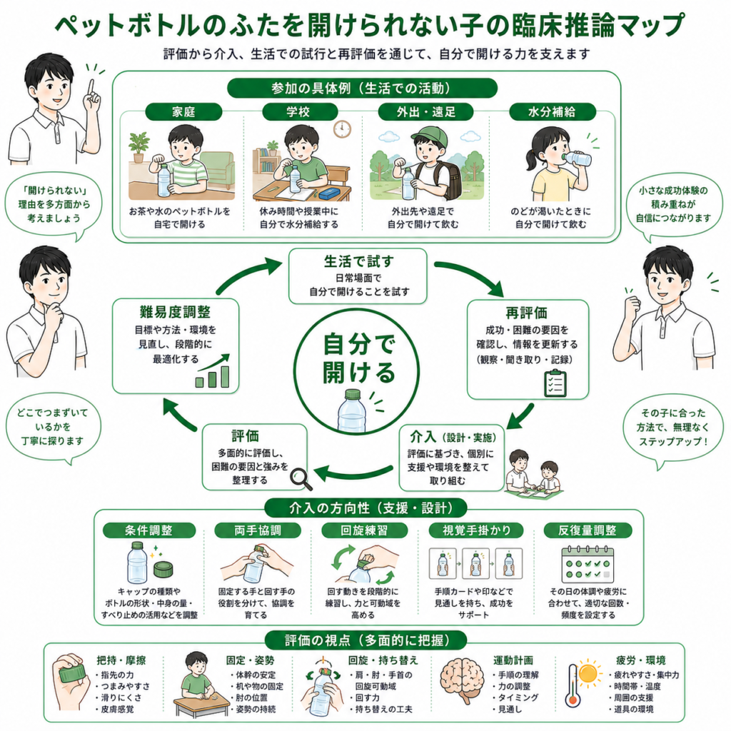 ペットボトルの蓋を開けられない子の臨床推論マップ