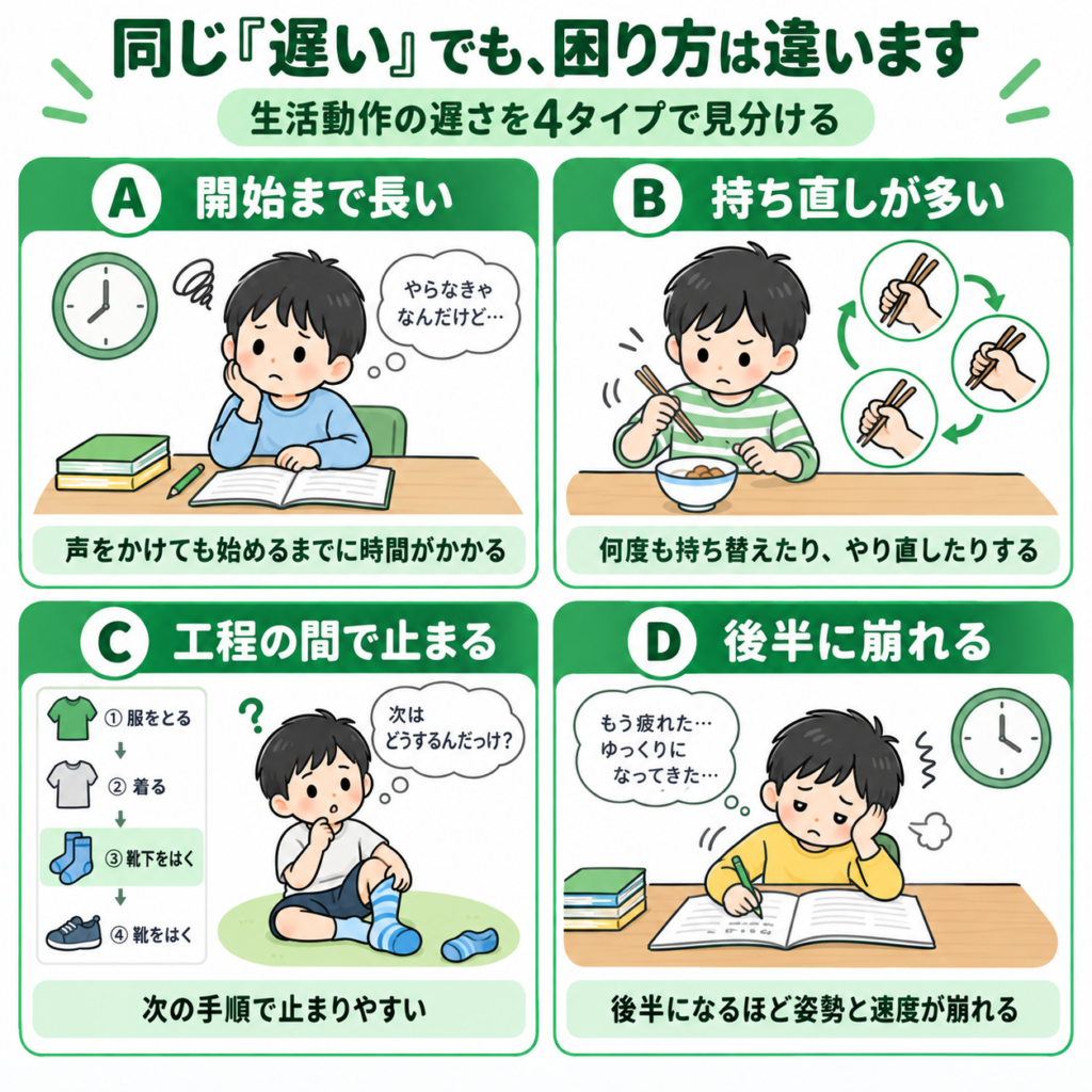 同じ遅いでも困り方の違い