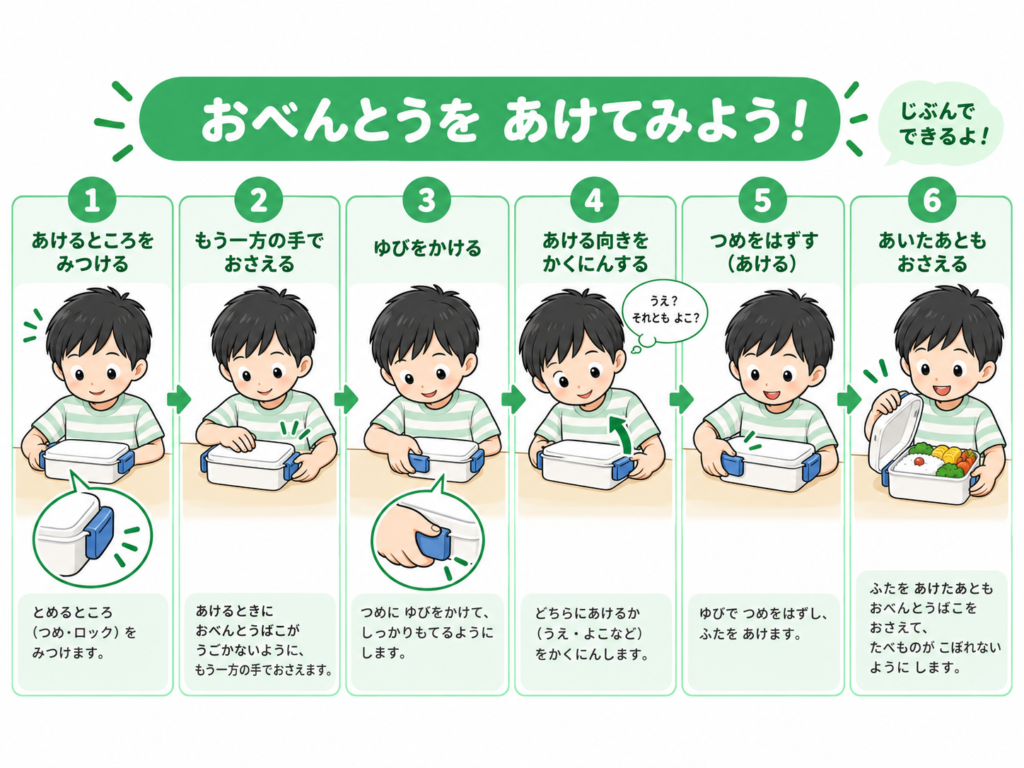 お弁当を開ける