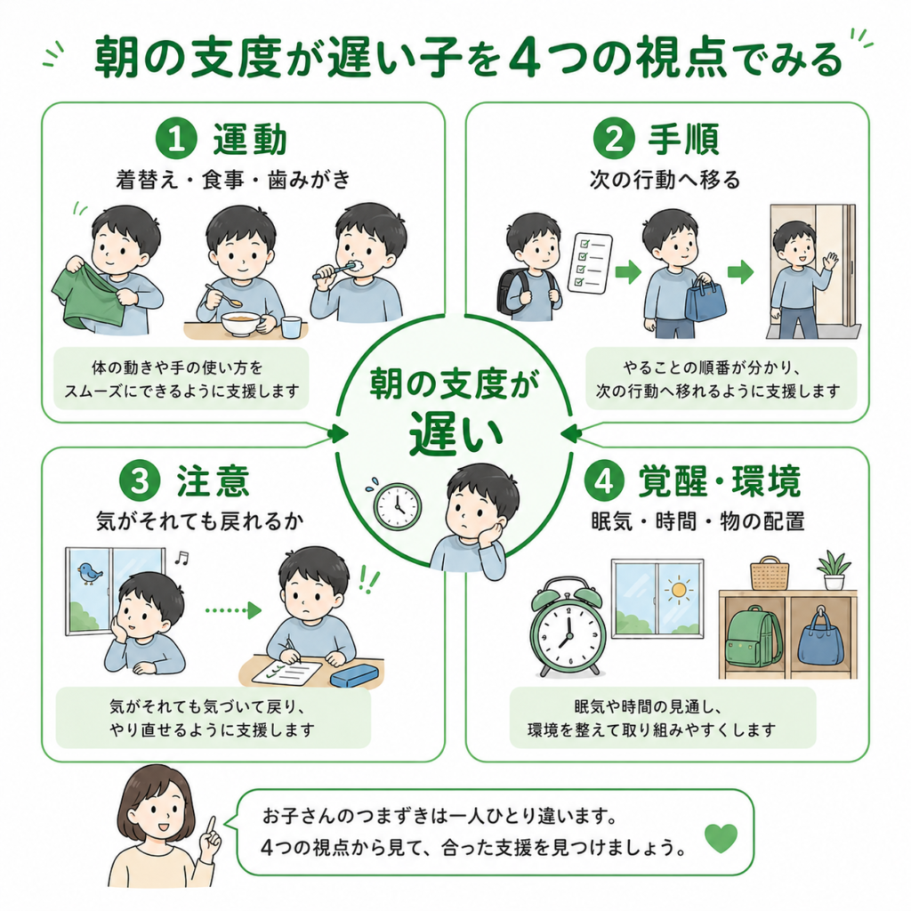 朝の支度が遅い子の4つの視点