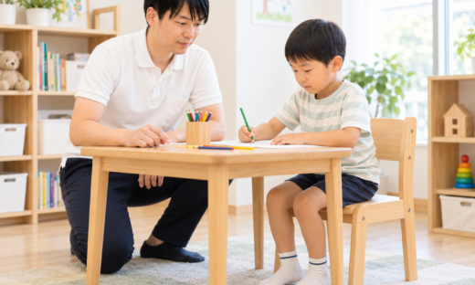 机に向かう