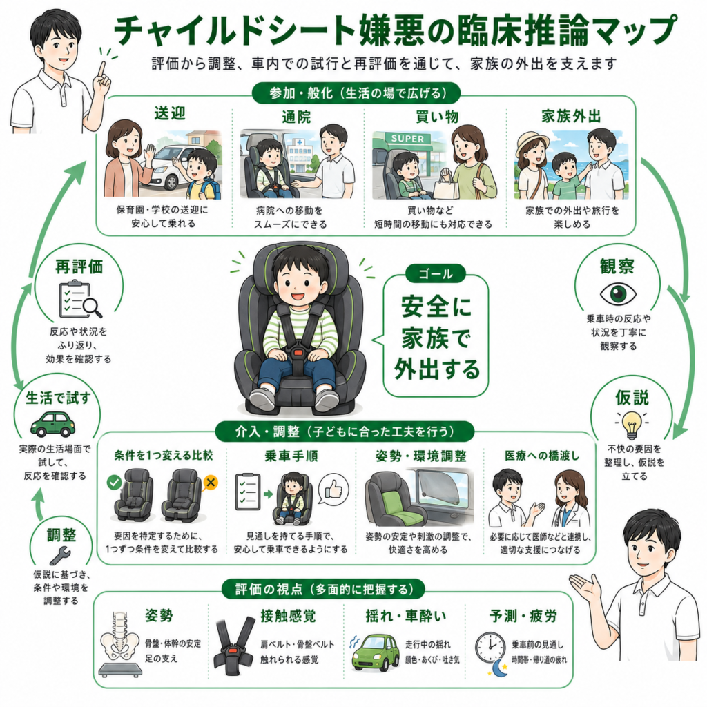 チャイルドシート嫌悪の臨床推論マップ