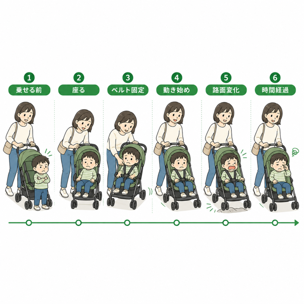 ベビーカーの6ステップ
