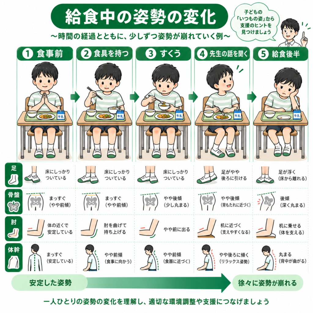 給食中の姿勢の変化