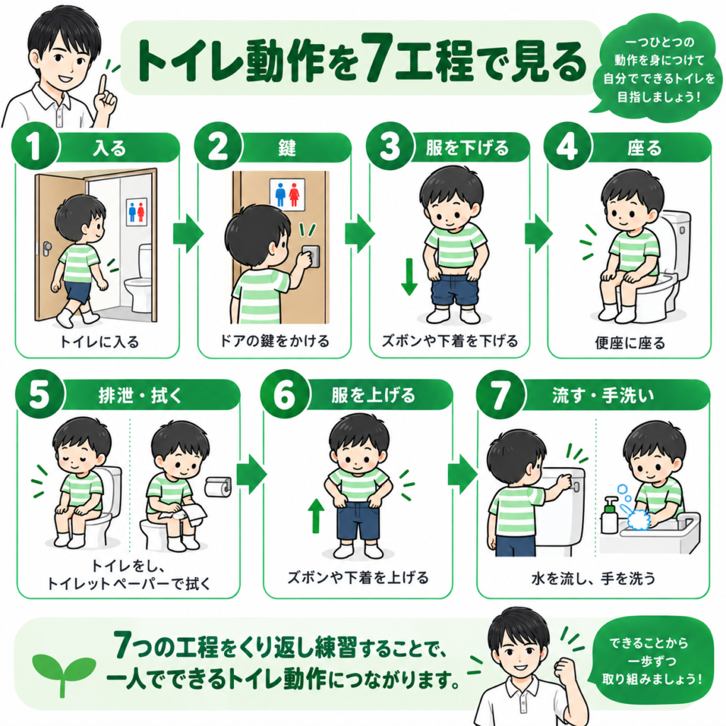 トイレ動作を7つの工程で見る