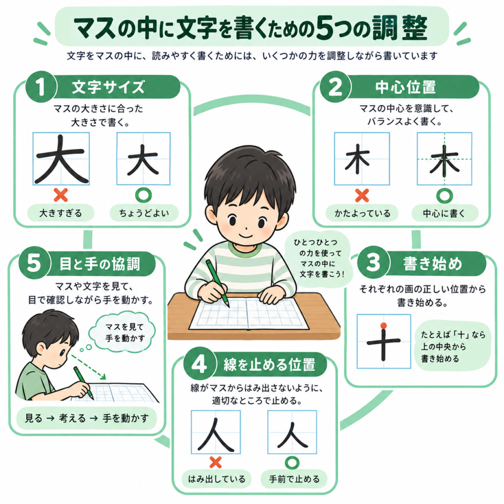 マスの中に文字を書く5つの調整