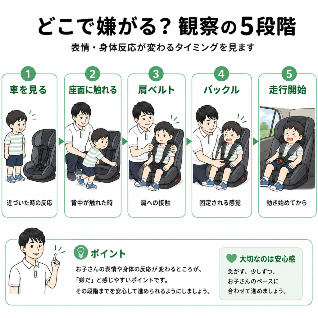 どこで嫌がる チャイルドシート