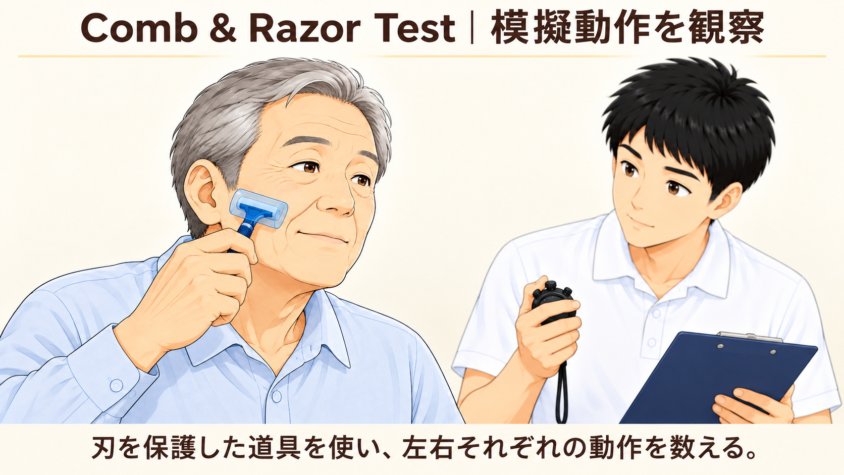 刃を保護した道具で使用動作を示してもらいます