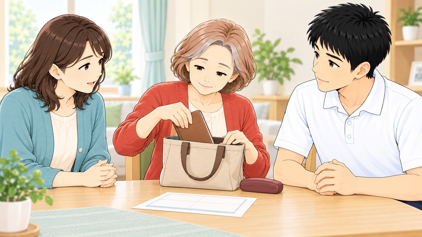 本人と家族で支援方法と目標を決める場面